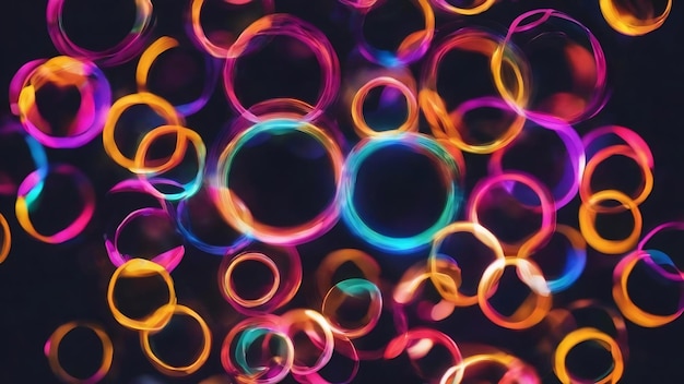 Pływające abstrakcyjne światła abstrakcyjne bokeh z dużym kręgiem kolorowe tło generatywne ai