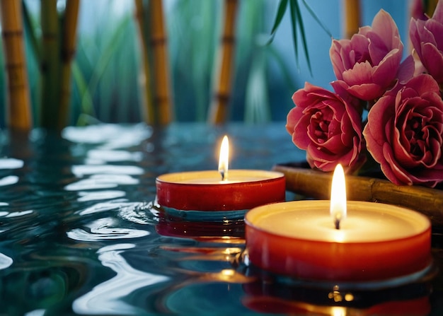 Pływające świece kwiatowe i bambusowe