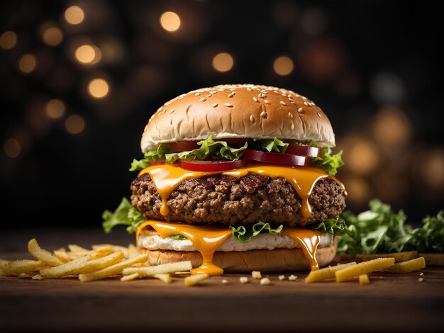 Pływający, pyszny, klasyczny cheeseburger, który smakuje osobom w każdym wieku. Cinemat