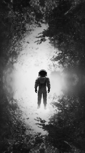 Pływanie wśród gwiazd Życie jako astronauta w kosmosie czarno-białe