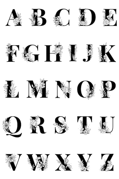 Png alfabetu floral czcionka typografia se