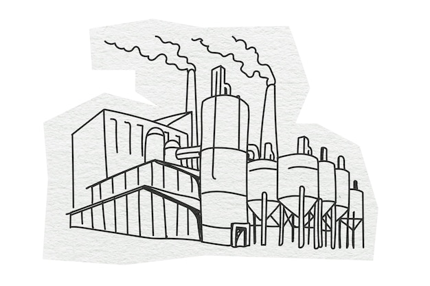 PNG Architektura budynku fabrycznego ilustracja artystyczna przejrzysty tło