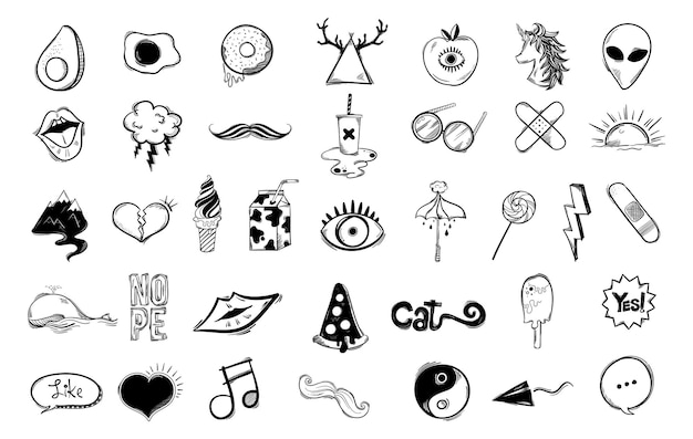 Png cool icon doodle social media story sticker set