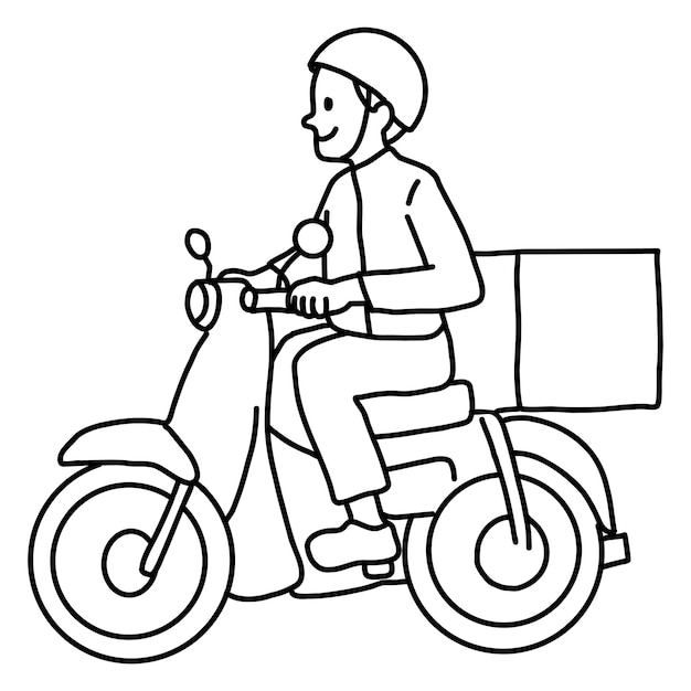 PNG Dostawca na motocyklu linia sztuki naklejka przezroczyste tło