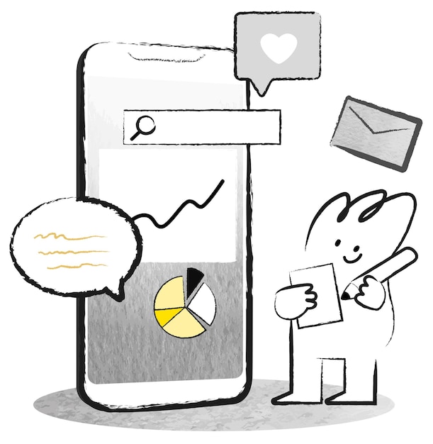 Png e-commerce graf wzrostu biznesu z ilustracją avatar doodle
