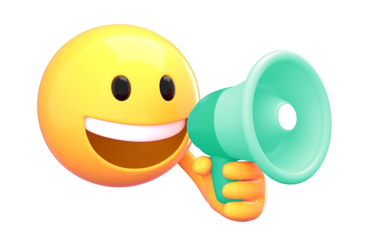 Zdjęcie png emoji z naklejką megafonową na przezroczystym tle