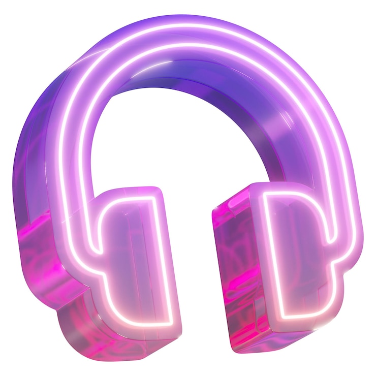 Zdjęcie png gradient różowe słuchawki przezroczyste tło