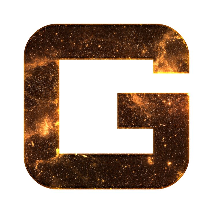 Zdjęcie png litera g efekt galaktyczny typografia brązowa czcionka