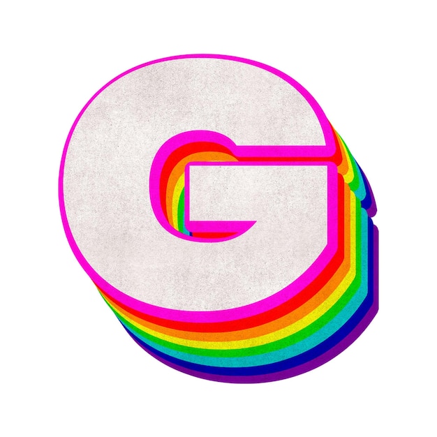 Png litera g tęcza typografia lgbt wzór
