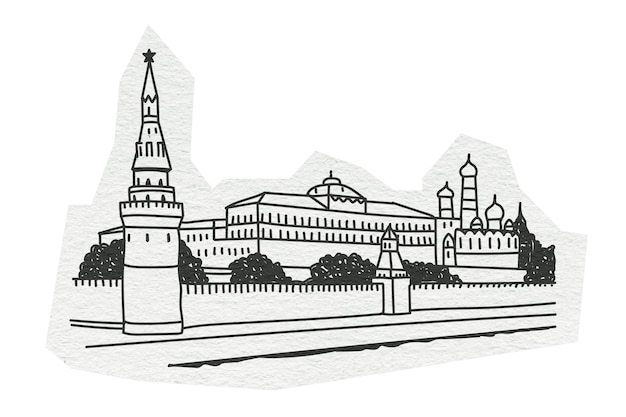 PNG Moskiewski Kreml ilustracja sztuki liniowej przezroczysty tło
