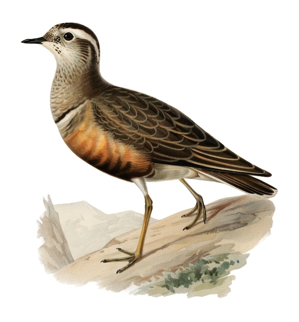 Png naklejka Eurasian dotterel ptak ręcznie narysowany