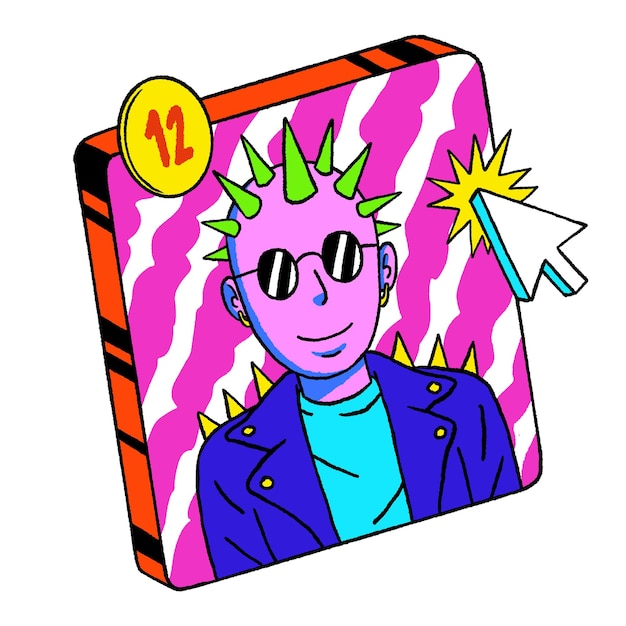 Png neon punk avatar ilustracja przezroczysty tło