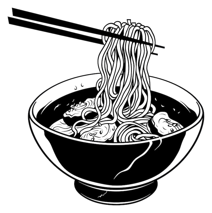 Zdjęcie png noodle rysunek szkic jedzenia