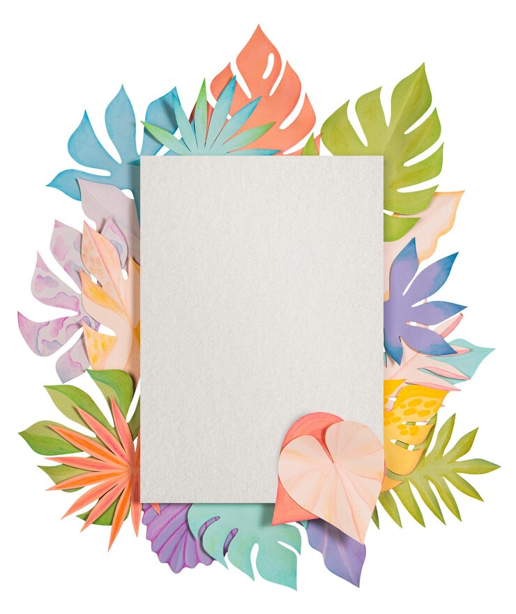 Zdjęcie png papier rzemiosła liść ramy makiety płaskiego stylu