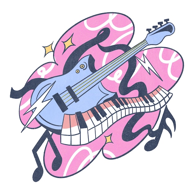Png retro instrumenty muzyczne ilustracja przezroczyste tło