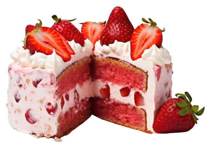 Zdjęcie png strawberry cake deser krem owocowy