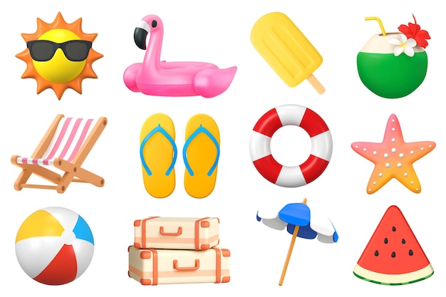 PNG Summer essential zestaw przezroczyste tło