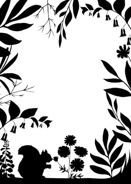 PNG sylwetka leśna ramka natura element kolażu przejrzysty tło