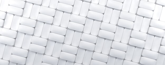 Pochyłe rzędy białych cegieł Zestaw kształtów na białym tle geometryczny wzór 3d tło