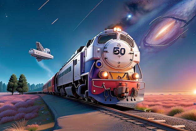 Pociąg podróżujący przez kosmos