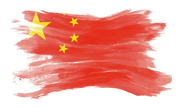 Pociągnięcia pędzlem flaga Chin, flaga narodowa na białym tle