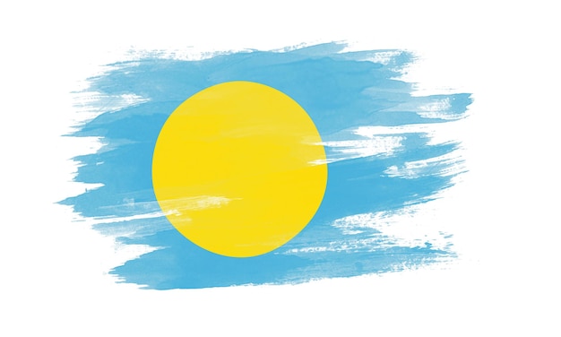 Pociągnięcia pędzlem flaga Palau, flaga narodowa na białym tle