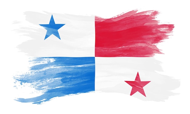 Pociągnięcia pędzlem flaga Panamy, flaga narodowa na białym tle