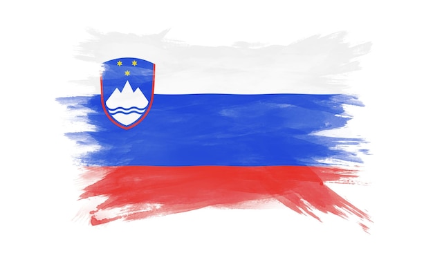 Pociągnięcia pędzlem flaga Słowenii, flaga narodowa na białym tle