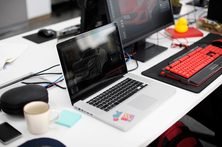 Zdjęcie początkowi ludzie biznesu pracuje na laptopie