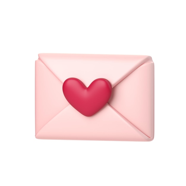 Poczta 3D z ikoną różowego serca