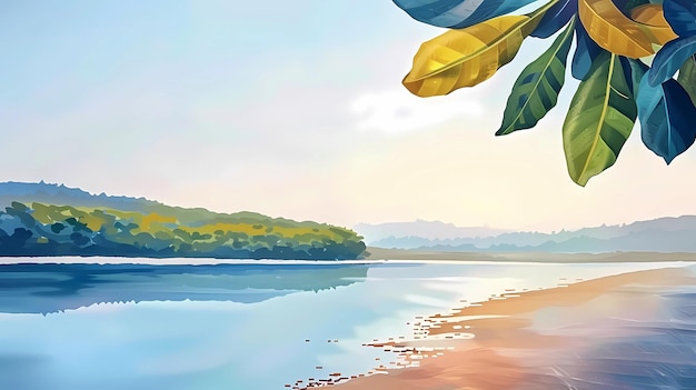 Zdjęcie pocztówka na wakacje na plaży broszura reklamowa nadmorskiego kurortu letnie słońce morze ocean