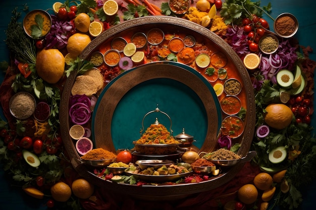 Poczuj kunszt kuchni indyjskiej dzięki naszym oszałamiającym fotografiom z okrągłymi ramkami do jedzenia