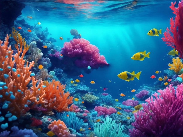 Pod morskim podwodnym światem Generatywna ilustracja AI