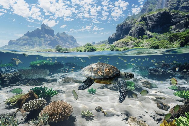 Pod morzem fascynująca koncepcja plakatu Światowego Dnia Oceanów