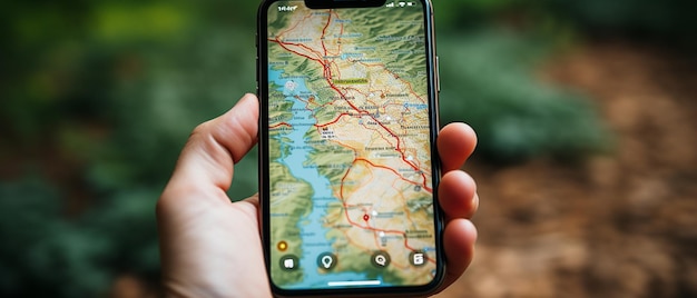 Zdjęcie podczas wakacji ludzie używają smartfonów do sprawdzania map podczas korzystania z internetu i aplikacji gps
