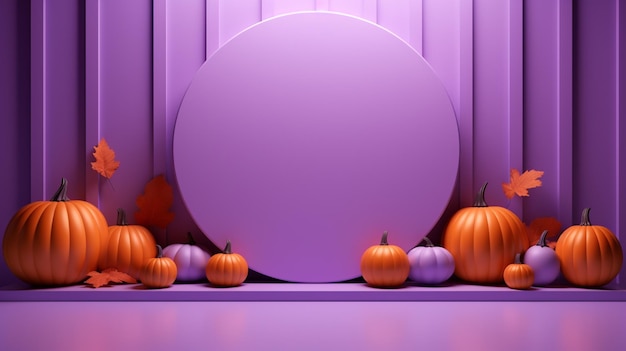 Podium 3D z minimalistycznym abstrakcyjnym tłem o tematyce Halloween Generatywna sztuczna inteligencja