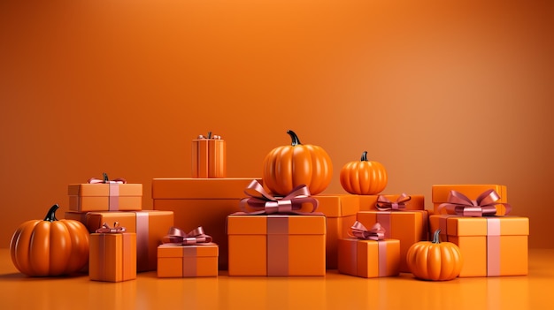 Podium 3D z minimalistycznym abstrakcyjnym tłem o tematyce Halloween Generatywna sztuczna inteligencja