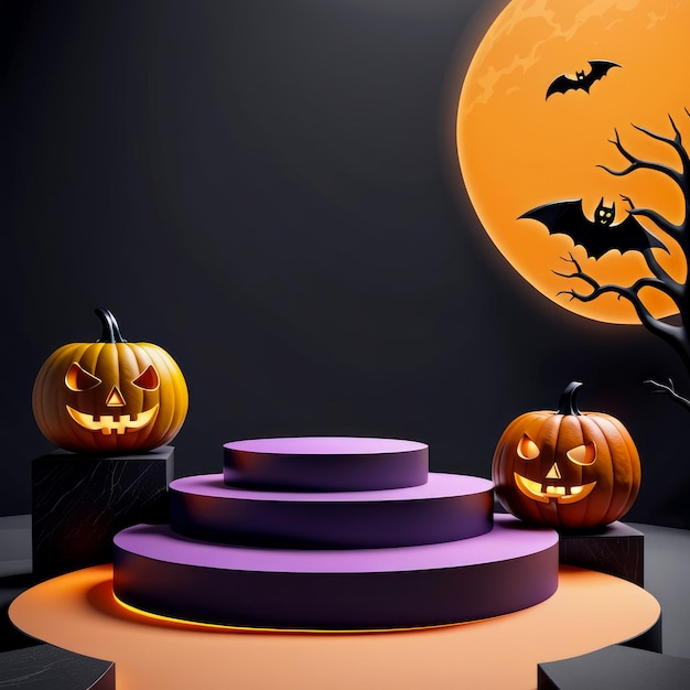 Podium 3D z minimalistycznym abstrakcyjnym tłem o tematyce Halloween