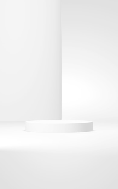 Podium abstrakcyjne tło Kształt geometrycznyPionowe białe kolory scena Minimalne renderowanie 3d