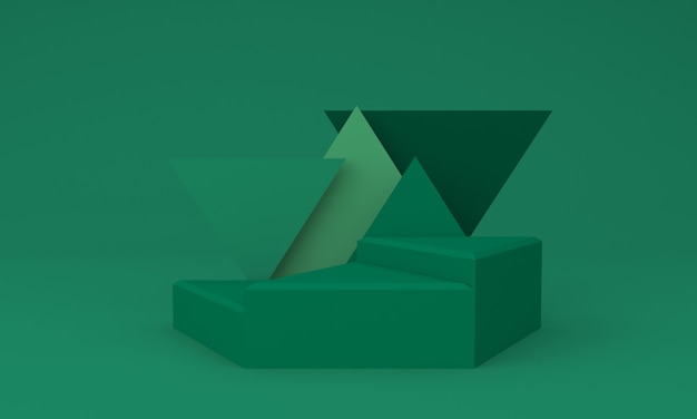 Podium Design Ilustracja 3D Projekt zielony trójkątny