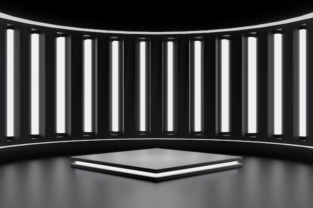 Zdjęcie podium do prezentacji produktu renderowanie 3d w tle neonowym.