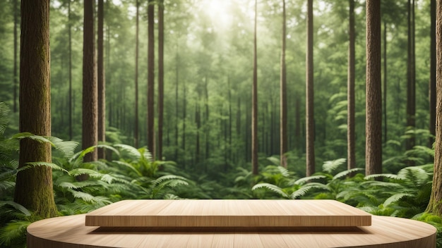 Podium EcoFriendly Recycled Materials z zrównoważonymi lasami Tło