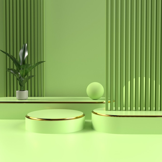 Podium Green Geometry na sprzedaż produktu promocyjnego renderowania 3D