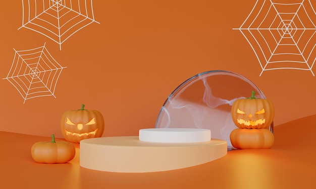 Podium i scena dla produktu i minimalne abstrakcyjne tło do renderowania 3d na Halloween