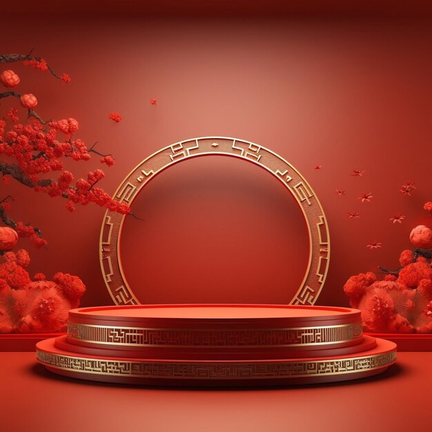 Zdjęcie podium i tło dla chińskiego nowego roku chińskie festiwale festiwal środkowej jesieni