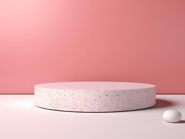 Zdjęcie podium produktu 3d z białym terrazzo na różowym tle
