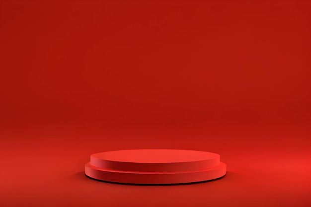 Podium Produktu 3D Z Czerwonym Tłem
