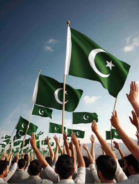 Zdjęcie podnoszenie flagi pakistanu