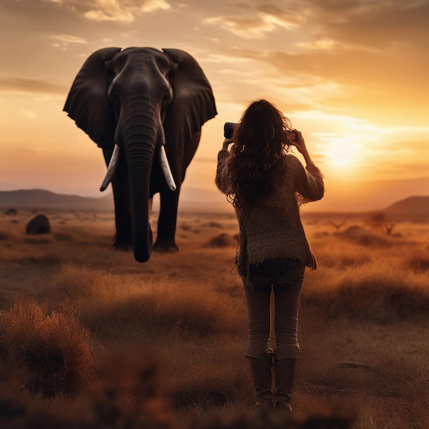 Podróż słoni Desert Majesty wraz z ludźmi na suchych ziemiach