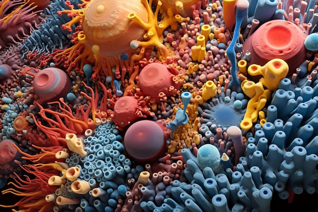 Zdjęcie podstawowy kolorowy mikrobiom generuje ai
